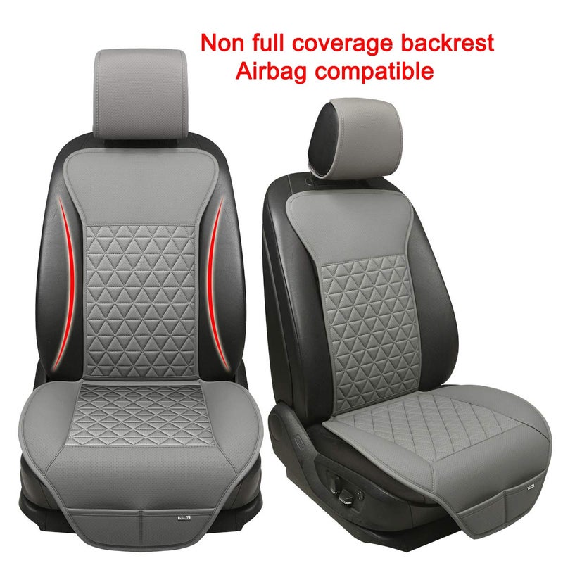 Black Panther 1 Pair Luxury PU Car Seat Covers Protectors for Front Seats, with Partial Backrest Coverage (Middle Part Only), Triangle Pattern, Compatible with 95% Cars - Grey - Image 2
